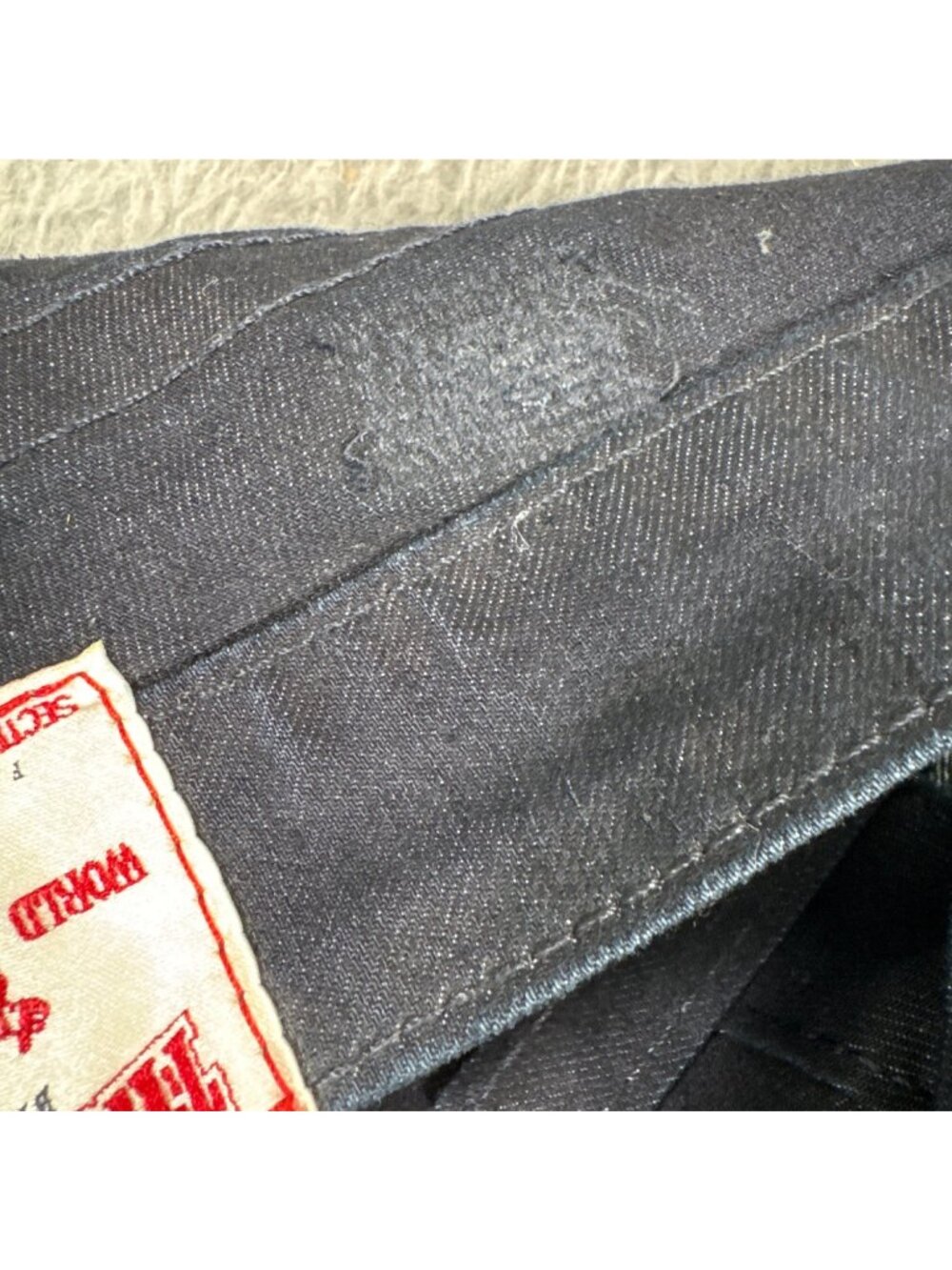 True Religion Disco Billy Bootcut Crystal Trim Jeans 30 Black Dark Wash Stretch - Picture 14 of 16